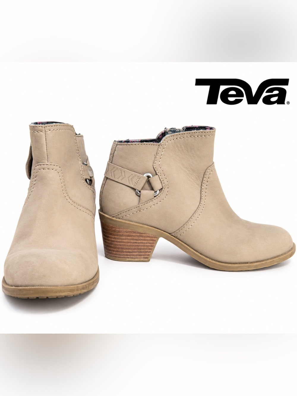 Teva Women's Taupe Foxy Ankle Booties with Stacked Heel